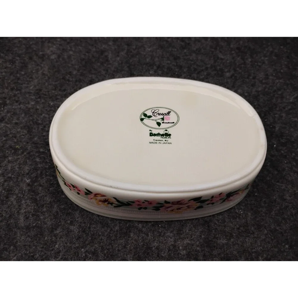 Vintage CROSCILL Porcelain Bathelle Soap Dish Cottagecore Pink Roses Japan